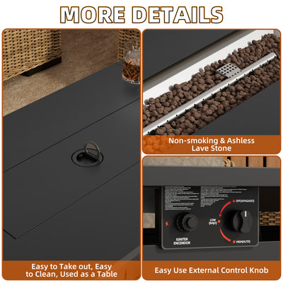 SEGMART 43'' Propane Fire Pit, 60,000 BTU Auto-Ignition Gas Fire Pit Table, Outdoor Fire Tables with Lid and Tempered Glass Wind Guard for Outside, Garden, Backyard