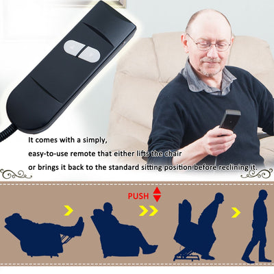 Lounger Chair with Remote Control, Single Upholstered Fabric Power Lift Recliner with Padded Seat Backrest, Easy to Assemble, for Home Theater Seating Living Room, 330bs,S12579