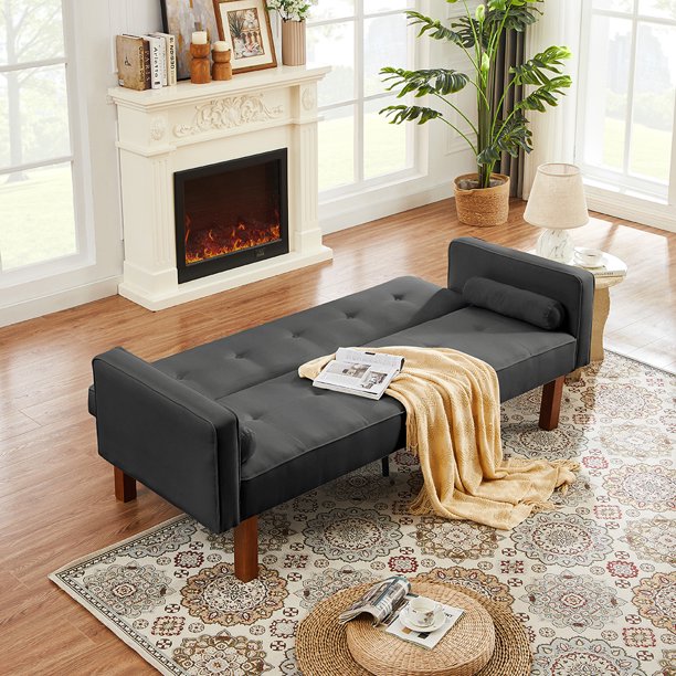 Square Arm Sofa Bed, Modern Sleeper Couches and Sofas with Wood