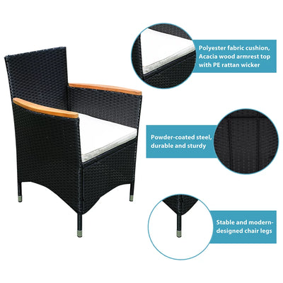 SEGMART Wicker Patio Dining Set, 7PCS Outdoor Rattan Table & Chairs Set with Tempered Glass Top & Cushions, Deck Furniture Dining Table Set, Garden Porch Backyard Sectional Conversation Set, B906