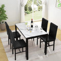 Kitchen Dining Table Set for 4, Home Kitchen Table with Marble Tabletop and 4 PU Leather Chairs, Metal Frame Pub Table Set, Dinette Set for Family Gathering & Dining - Easy to Assemble, K4072