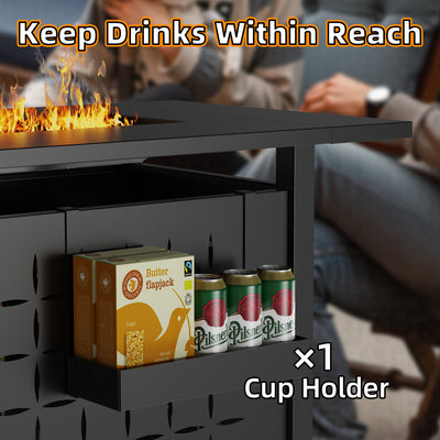 SEGMART 43'' Propane Fire Pit, 60,000 BTU Auto-Ignition Gas Fire Pit Table, Outdoor Fire Tables with Lid and Tempered Glass Wind Guard for Outside, Garden, Backyard