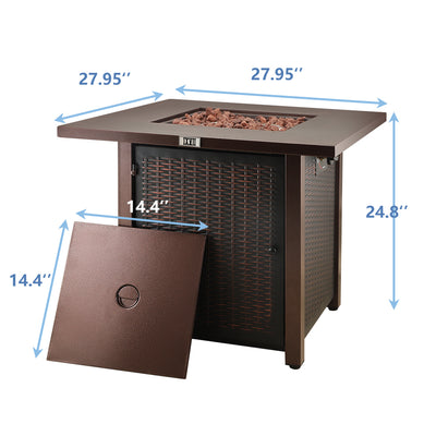 Square Propane Fire Pit for Outside Garden Backyard Deck Patio, Bronze, LLL4008