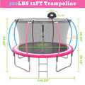 12ft Trampoline for Kids with Basketball Hoop, Outdoor Trampoline with Safety Enclosure Ladder, Back Yard Trampoline for Kids and Adults