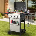2 in 1 Propane Gas Grill and Griddle Combo, 3 Burner Griddle Grill Combo with Folding Side Tables & Hanging Basket, 36,900BTU Stainless Steel Propane Grill for Outdoor Cooking