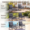 3 PCS Rocking Bistro Set, Outdoor Patio Porch Furniture Sectional Chairs with Tea Table, PE Rattan Patio Furniture Conversation Set for Lawn Pool Courtyard Garden Balcony