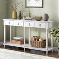 Country Console Table with 4 Storage Drawers, Wood Buffet Sideboard Desk w/Bottom Shelf, Retro Tall Console Table Entryway Table Accent Table for Entryway, 220lbs, White, S9923