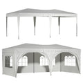 10x20 FT Foldable Outdoor Canopy with 6 Removable Sidewalls, SEGMART Pop Up Gazebo Tent with Adjustable Leg Heights, Portable Canopy Tent with Carry Bag for Party Wedding Events Beach BBQ, White