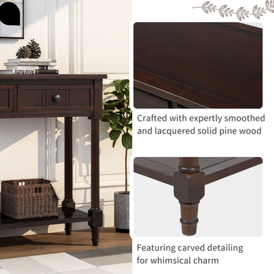 Entry Table with Drawers, SEGMART Wooden Console Table Sofa Table with Storage, Foyer Table Entryway Table with Shelf, Modern Console Table for Living Room Entryway Hallway Foyer Study, Espresso,H2320