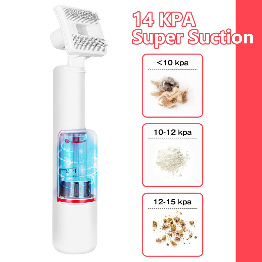 2-in-1 Handheld Pet Hair Vacuum & Grooming Brush, Low Noise Pet Vacuum for Shedding Grooming with Slicker Brush, Lightweight Pet Vacuum Cleaner for Cats Dogs Hair