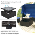 PE Rattan Patio Daybed, Outdoor Daybed Patio Bed Furniture, Patio Sofa Set with Retractable Canopy, Cushions and Lifting Table, Patio Bed Furniture for Patio, Poolside, Garden, Yard