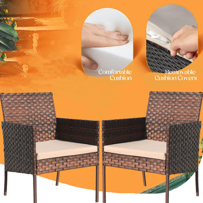 Segmart Patio Conversation Furniture Set, 4 Pieces Outdoor Wicker Rattan Chairs Sofa with Soft Cushion and Glass Table, Backyard Balcony Porch Poolside loveseat and 2pcs Single Chair, S1741