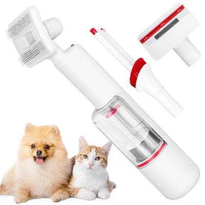 2-in-1 Handheld Pet Hair Vacuum & Grooming Brush, Low Noise Pet Vacuum for Shedding Grooming with Slicker Brush, Lightweight Pet Vacuum Cleaner for Cats Dogs Hair