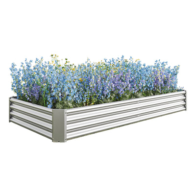 SEGMART Galvanized Raised Garden Bed, Planter Raised Garden Boxes Outdoor, Large Metal Planter Box Steel Kit for Plants, Flowers, Vegetables, Herbs, Green 7.6×3.7×0.98FT