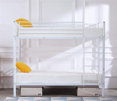 Bunk Bed Twin over Twin, SEGMART Metal Twin over Twin Bunk Bed Frame, Kids Bunk Beds for Small Rooms, Solid Metal Bunk Beds for Kids/Adults, with Ladder/Safety Rail, No Box Spring Needed, White, H1364
