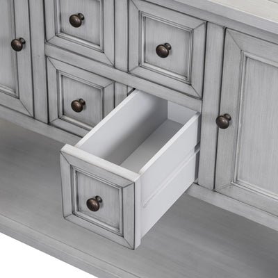 Console Table Buffet Sideboard, Upgraded Buffet Cabinet Sideboard with 4 Storage Drawers 2 Cabinets and Bottom Shelf, Wood Console Table Storage Cabinet for Dining Room Home, Antique Gray