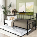 Daybed with Trundle Bed Twin Size, SEGMART Metal Trundle Bed Frame Twin Daybed Frame, Space-Saving Twin Daybed with Metal Slat Support, Daybed for Bedroom Guest Room, No Box Spring Needed, Black,H510