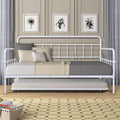 Daybed with Trundle Bed Twin Size, SEGMART Metal Trundle Bed Frame Twin Daybed Frame, Space-Saving Twin Daybed with Metal Slat Support, Daybed for Bedroom Guest Room, No Box Spring Needed, Black,H510