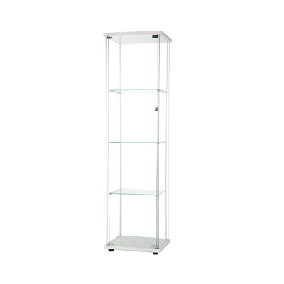 Wine Display Cabinet, Modern Curio Cabinet with 4-Tier Glass Shelving, Tall Floor Standing Bookcase for Living Room Bedroom Office, Office Buffet and Hutch for Display Photos, Books, White, SS574