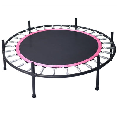 48" Small Trampolines for Workout, Portable Kids Mini Trampoline with Safety Net, Durable and Safe Rebounder Trampoline for Kid Exercise & Play Indoor or Outdoor, Pink, L097