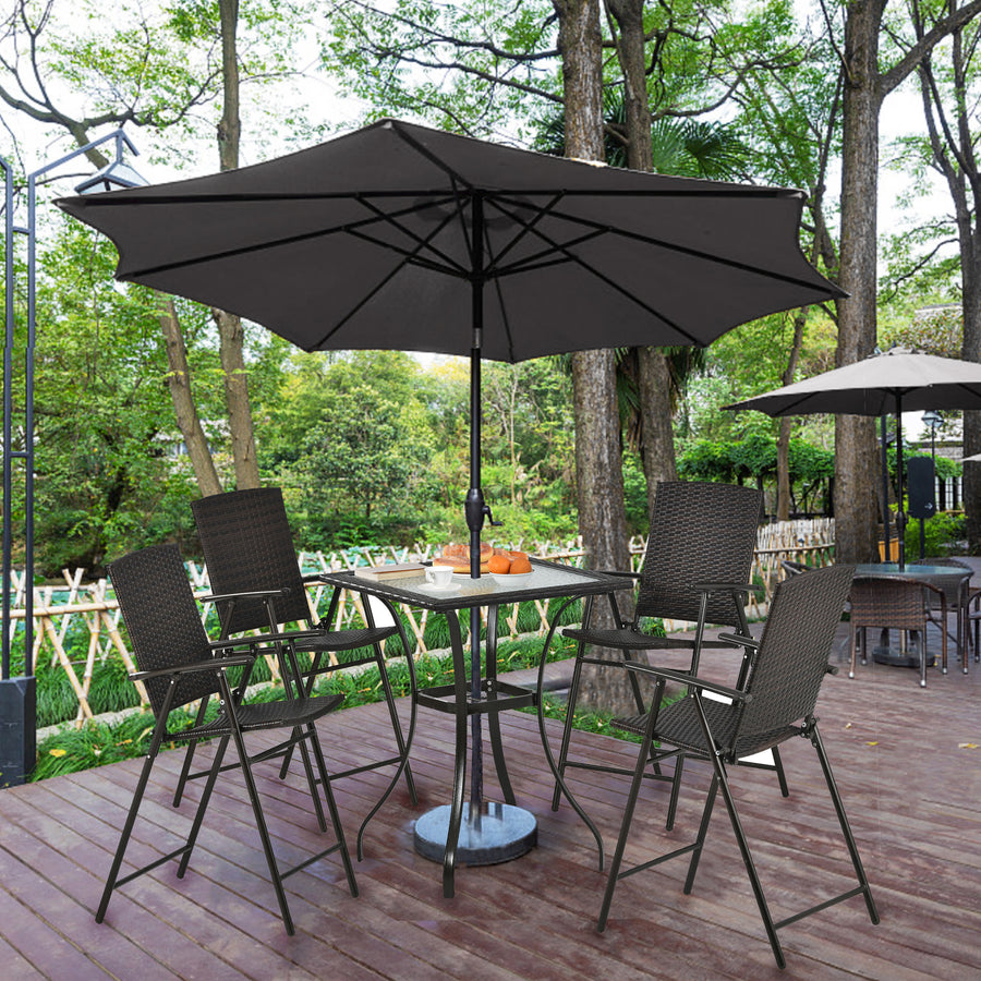 counter height patio set that will hold an umbrella SEGMART 5 Pieces PE Wicker Patio Dining Furniture Set, Counter Height