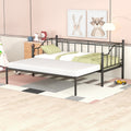 Daybed with Trundle Bed Twin Size, SEGMART Metal Trundle Bed Frame Twin Daybed Frame, Space-Saving Twin Daybed with Metal Slat Support, Daybed for Bedroom Guest Room, No Box Spring Needed, Black,H510