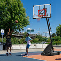 7.5-10ft Height Adjustable Basketball Hoop with Lights, Outdoor Basketball Goal with Removable Fillable Base, Portable Basketball Hoop with Shatterproof Backboard and Wheels for Youth, Teens, Adults