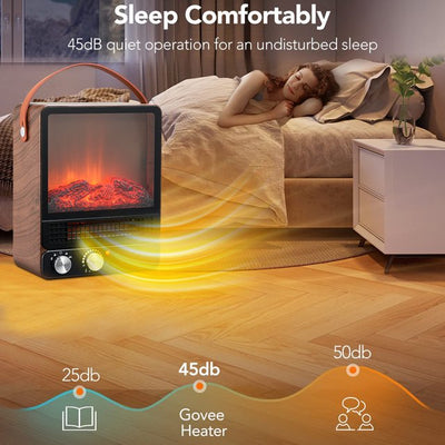 SEGMART Electric Fireplace Heater, 1500W/750W Portable Fireplace with 3D Flame Effect, Portable Space Heater with Overheat Tip-Over Protection & Carry Handle for Bedroom Office, K2481