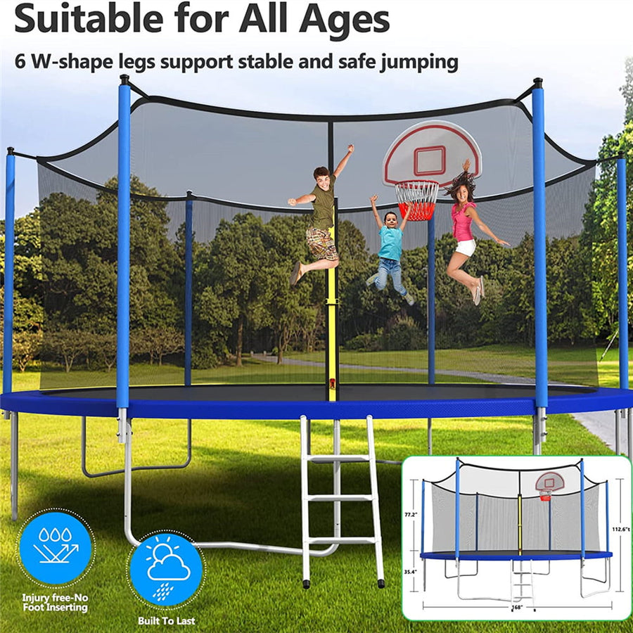 16 FT Trampoline with Basketball Hoop, SEGMART Kids Outdoor Game Trampoline for Adults/Kids, Recreational Spring Trampolines for Outdoor Yard Games with Safety Enclosure Net - ASTM Approved（1500LBS）