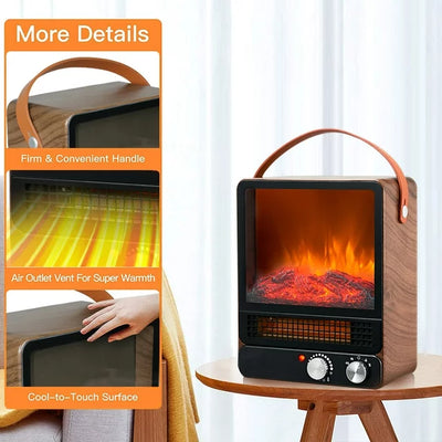 SEGMART Electric Fireplace Heater, 1500W/750W Portable Fireplace with 3D Flame Effect, Portable Space Heater with Overheat Tip-Over Protection & Carry Handle for Bedroom Office, K2481