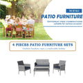 Segmart Patio Conversation Furniture Set, 4 Pieces Outdoor Wicker Rattan Chairs Sofa with Soft Cushion and Glass Table, Backyard Balcony Porch Poolside loveseat and 2pcs Single Chair, S1741