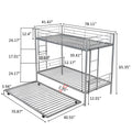 Metal Bunk Beds for Kids, Modern Twin Over Twin Loft Bed with Trundle, Sturdy Metal Twin-Over-Twin Bunk Bed with Full Guardrails, Convertible Bunk Beds Frame, 400lbs, SS1385