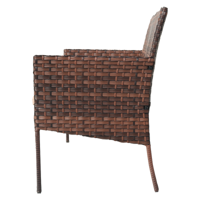 Rattan Wicker Patio Set, SEGMART 4 Piece All-Weather Outdoor Conversation Set with Glass Top Table, Loveseat, Cushioned Chairs, Modern Patio Furniture Set for Yard, Porch, Garden, Poolside, Brown