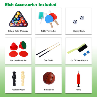 43'' 5-in-1 Multi Game Table for Adults Kids, SEGMART Upgraded Combination Game Table Set for Game Room, Home, Family, Pool Table with Basketball, Billiards, Ping Pong, Push Hockey, Foosball, Brown