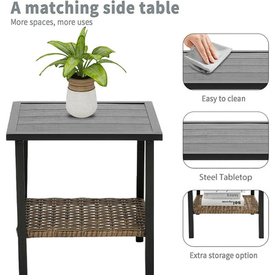 SEGMART 3 Piece Bistro Table and Rocking Chairs with Cushions, Patio Furniture Set for Home Pub Cafe Bistro, PE Rattan Outdoor Conversation Set, 2 Rocking Chairs and 1 Table