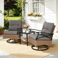 SEGMART 3 PCS Patio Swivel Rocker Set, PE Rattan Swivel Bistro Table Set, Outdoor Conversation Set with Glass Tabletop and Cushions for Balcony Patio Deck Poolside