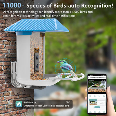 Bird Feeder with Camera, Smart AI Bird Breed Recognition, Instant Notifications Bird House with Camera Solar Powered, Ideal Gift for Bird Lover and Families