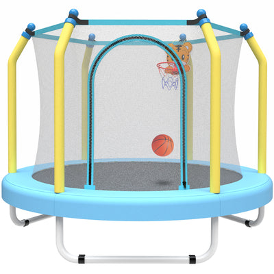 55" Toddler Trampoline with Safety Enclosure Net, SEGMART Upgraded Kids Trampoline with Balls, Indoor Outdoor Mini Trampoline Birthday Gifts with No Gap Design for Kids Ages 1-8