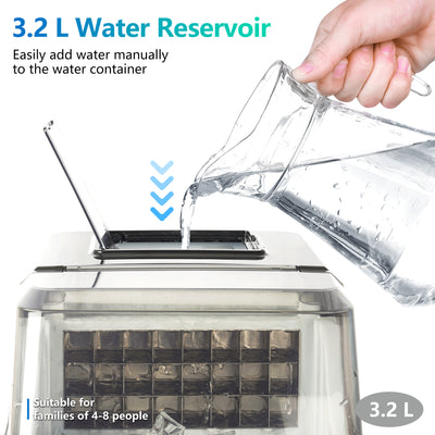 Portable Electric Countertop Ice Maker Machine, Self-Cleaning Ice Machine 44lb Ice in 24 Hours, Ice-Make 24 Cubes Ready in 15 Mins with Ice Scoop & Basket, Ice Cube Maker for Home Kitchen