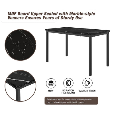 SEGMART Kitchen Dining Table Set for 4, Home Kitchen Table with Marble Tabletop and 4 PU Leather Chairs, Metal Frame Pub Table Set, Dinette Set for Family Gathering & Dining - Easy to Assemble