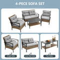 Patio Sofa Set, 4 Pieces Outdoor Sectional Furniture, All-Weather PE Rattan Wicker Patio Conversation Set, Cushioned Sofa Set with Coffee Table for Patio Garden Poolside Deck