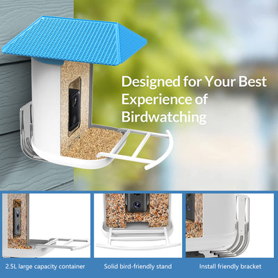 Bird Feeder with Camera, Smart AI Bird Breed Recognition, Instant Notifications Bird House with Camera Solar Powered, Ideal Gift for Bird Lover and Families