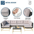 7 Piece Outdoor Patio Furniture Set, Modular Outdoor Sectional Sofa Set with Removable Cushions, PE Rattan Conversation Sets with Coffee Table, Gray