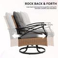 SEGMART 3 PCS Patio Swivel Rocker Set, PE Rattan Swivel Bistro Table Set, Outdoor Conversation Set with Glass Tabletop and Cushions for Balcony Patio Deck Poolside