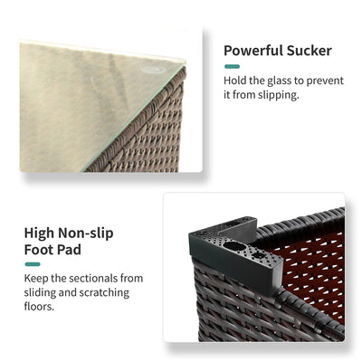 7 Piece Rattan Sectional Sofa Set, Outdoor Conversation Set, All-Weather Wicker Sectional Seating Group with Cushions & Coffee Table, Morden Furniture Couch Set for Patio Deck Garden Pool, B31