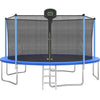 14FT Trampoline for Kids and Adults, SEGMART Upgraded Outdoor Trampoline with Basketball Hoop, Heavy-Duty Round Trampoline with Safety Enclosure Net and Ladder for Indoor Outdoor Backyard, Blue
