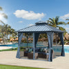 10'x10' Hardtop Gazebo, Outdoor Patio Gazebo with Galvanized Steel Double Roof, Permanent Gazebo Pavilion with Curtain and Netting for Patio, Deck, Backyard