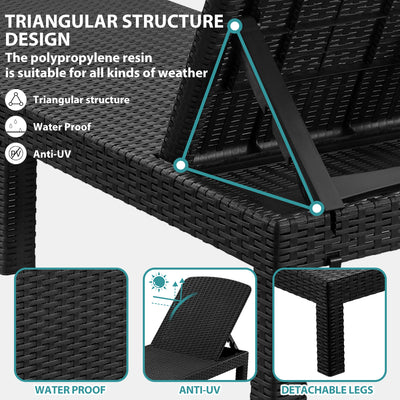 SEGMART Outdoor Lounge Chairs Set of 2, Adjustable Patio Chaise Lounges, Lounger Recliner for Poolside, Backyard, Porch, Quick Assembly, Easy Carrying, Waterproof, 330lb Capacity