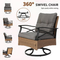 SEGMART 3 PCS Patio Swivel Rocker Set, PE Rattan Swivel Bistro Table Set, Outdoor Conversation Set with Glass Tabletop and Cushions for Balcony Patio Deck Poolside