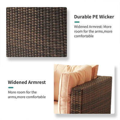 7 Piece Rattan Sectional Sofa Set, Outdoor Conversation Set, All-Weather Wicker Sectional Seating Group with Cushions & Coffee Table, Morden Furniture Couch Set for Patio Deck Garden Pool, B31